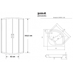 Kabina prysznicowa Sigma chinchila 80x80x162 Metalhurt z brodzikiem Diper I i syfonem
